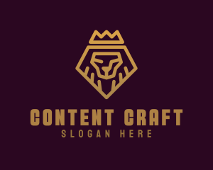 Golden Premium Lion Crown  logo design