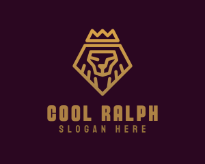 Golden Premium Lion Crown  logo design