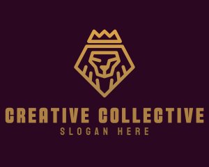 Golden Premium Lion Crown  logo design