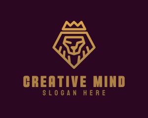 Golden Premium Lion Crown  logo design