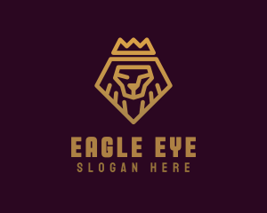 Golden Premium Lion Crown  logo design