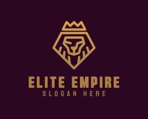 Golden Premium Lion Crown  logo design