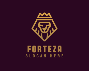 Golden Premium Lion Crown  logo design