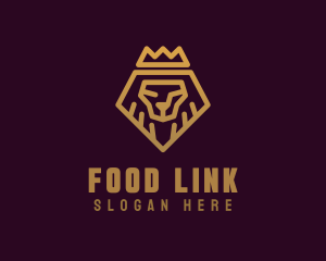 Golden Premium Lion Crown  logo design