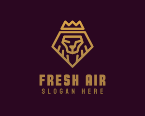 Golden Premium Lion Crown  logo design