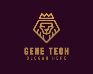 Golden Premium Lion Crown  logo design