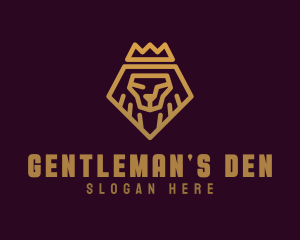 Golden Premium Lion Crown  logo design