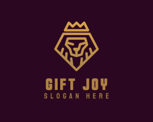 Golden Premium Lion Crown  logo design