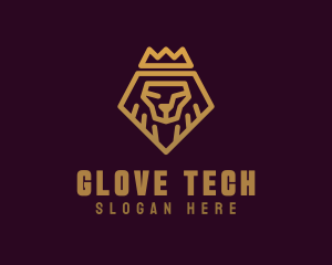 Golden Premium Lion Crown  logo design