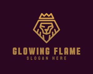 Golden Premium Lion Crown  logo design