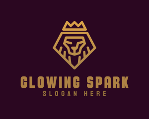 Golden Premium Lion Crown  logo design