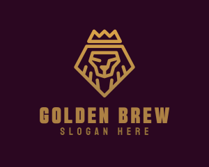 Golden Premium Lion Crown  logo design