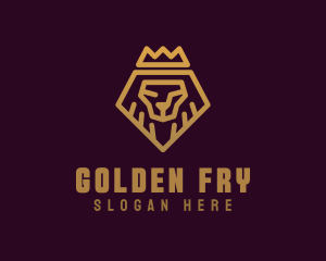 Golden Premium Lion Crown  logo design