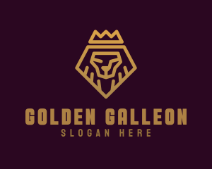 Golden Premium Lion Crown  logo design