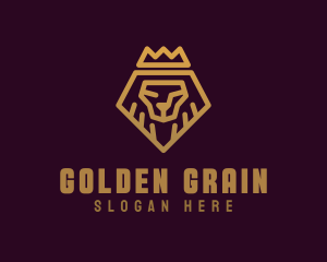 Golden Premium Lion Crown  logo design