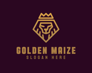 Golden Premium Lion Crown  logo design