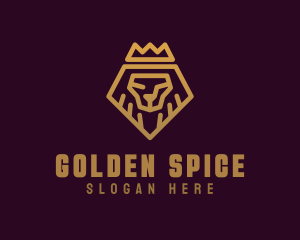 Golden Premium Lion Crown  logo design