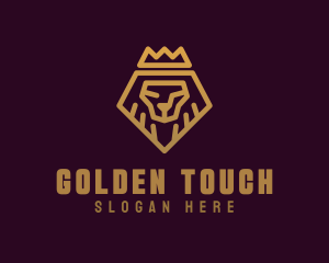 Golden Premium Lion Crown  logo design