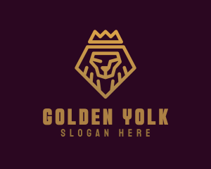 Golden Premium Lion Crown  logo design