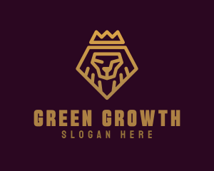 Golden Premium Lion Crown  logo design