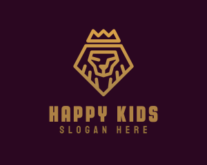 Golden Premium Lion Crown  logo design