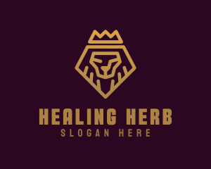 Golden Premium Lion Crown  logo design