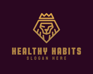 Golden Premium Lion Crown  logo design