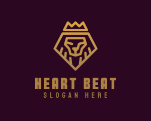 Golden Premium Lion Crown  logo design