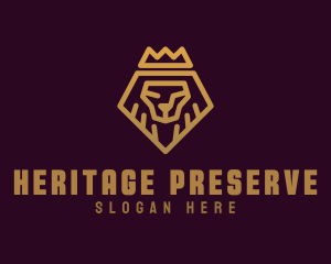 Golden Premium Lion Crown  logo design