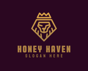 Golden Premium Lion Crown  logo design