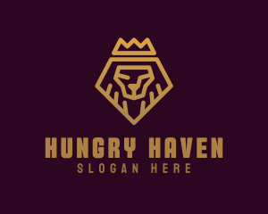 Golden Premium Lion Crown  logo design