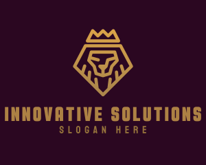 Golden Premium Lion Crown  logo design