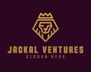 Golden Premium Lion Crown  logo design