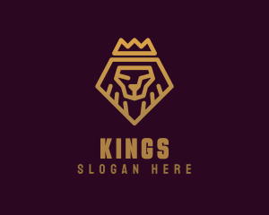 Golden Premium Lion Crown  logo design