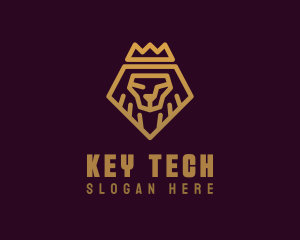 Golden Premium Lion Crown  logo design