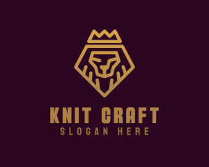 Golden Premium Lion Crown  logo design