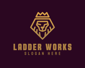 Golden Premium Lion Crown  logo design