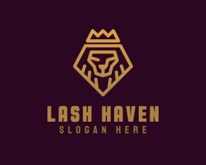 Golden Premium Lion Crown  logo design