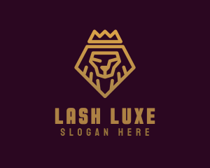 Golden Premium Lion Crown  logo design