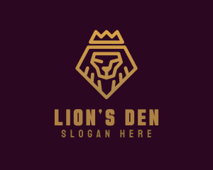 Golden Premium Lion Crown  logo design