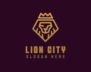 Golden Premium Lion Crown  logo design