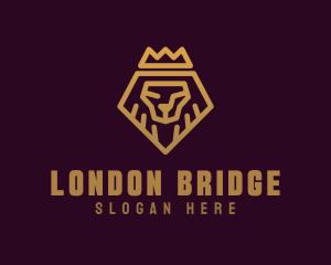 Golden Premium Lion Crown  logo design