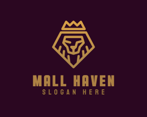 Golden Premium Lion Crown  logo design