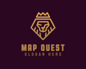 Golden Premium Lion Crown  logo design