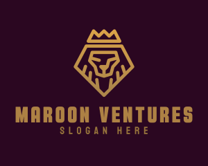 Golden Premium Lion Crown  logo design