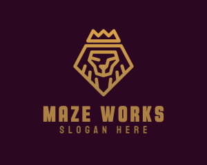 Golden Premium Lion Crown  logo design