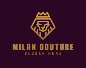 Golden Premium Lion Crown  logo design