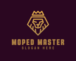 Golden Premium Lion Crown  logo design