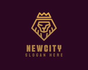 Golden Premium Lion Crown  logo design