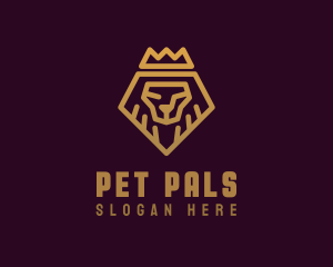 Golden Premium Lion Crown  logo design